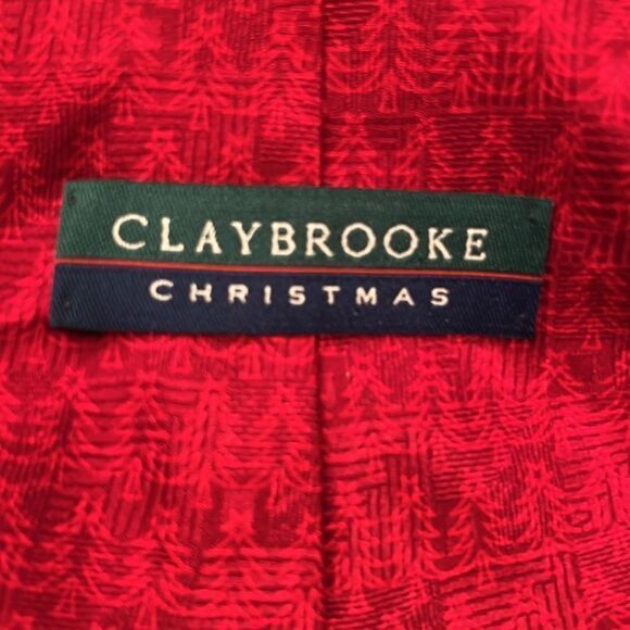 CLAYBROOKE Christmas tie imported 100% silk made in the USA red blue green - Picture 4 of 5